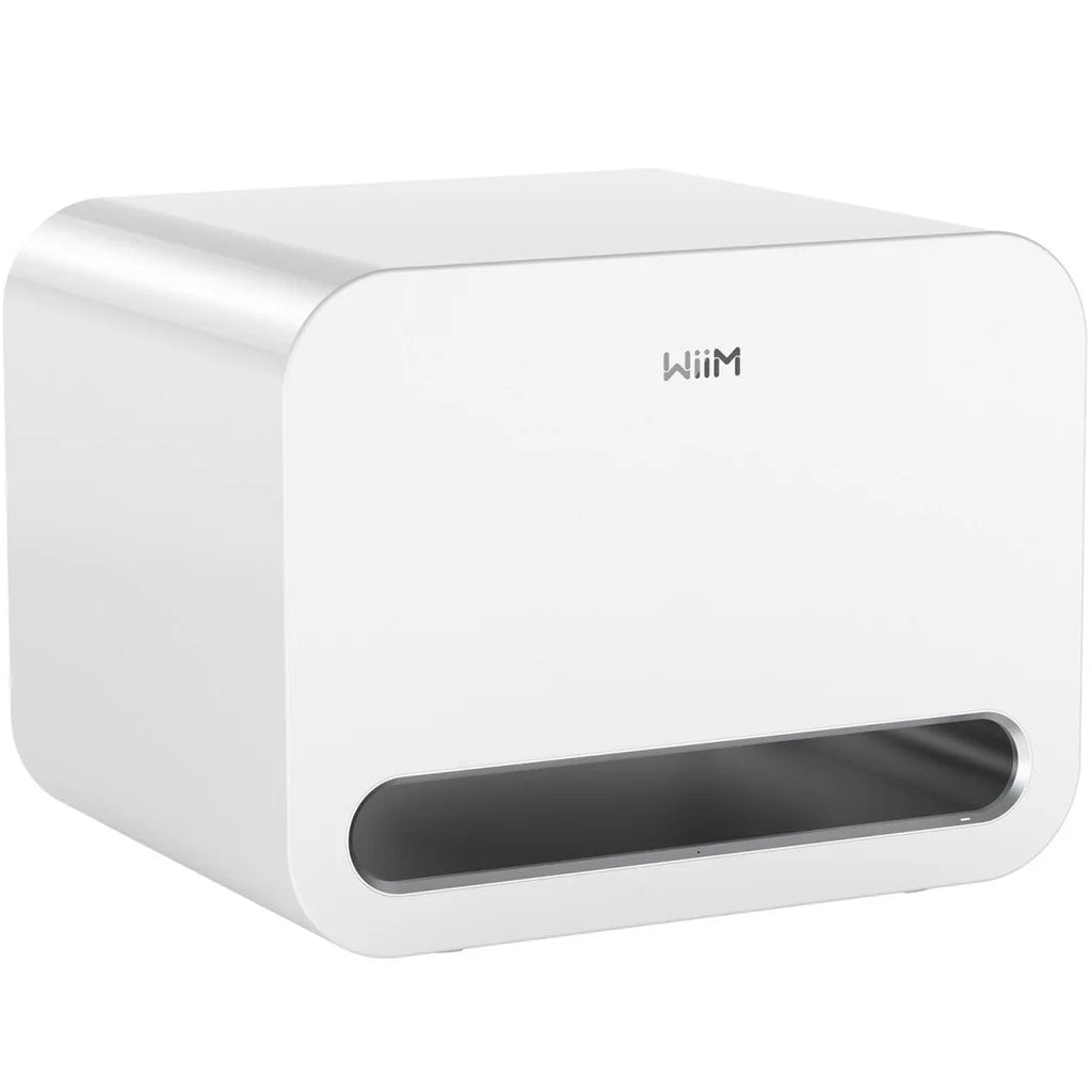 WiiM Sub Pro 8-inch wireless smart subwoofer with 250W power, Wi-Fi and Bluetooth connectivity in white.