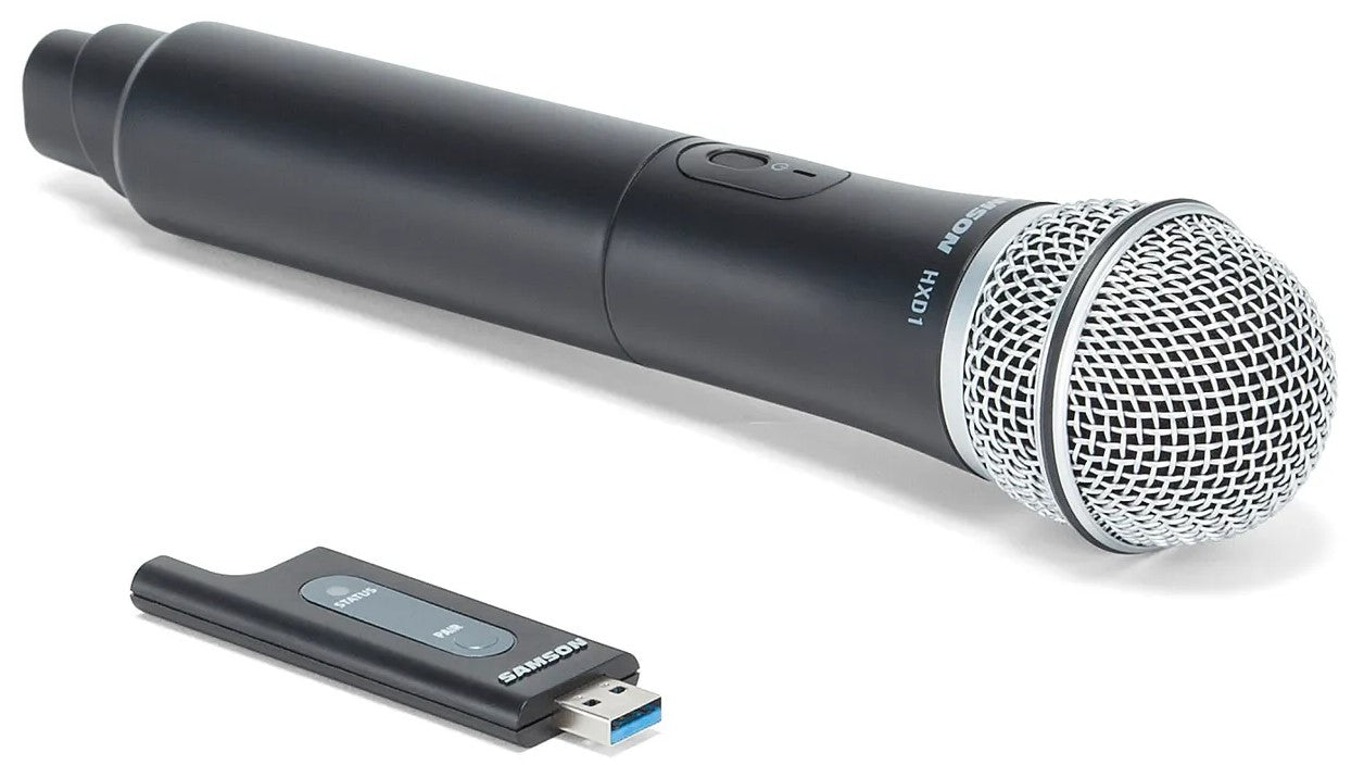 Samson Expedition XP106w PA speaker with angled design, showing the front and side view of the compact audio system.