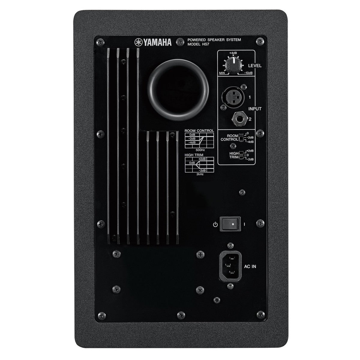 Yamaha HS7 active studio monitors, in black