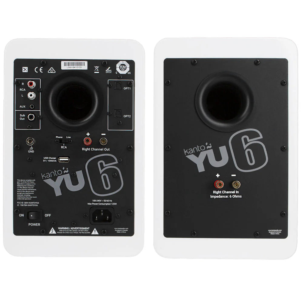 Kanto Audio YU6 wireless speakers, front view in white