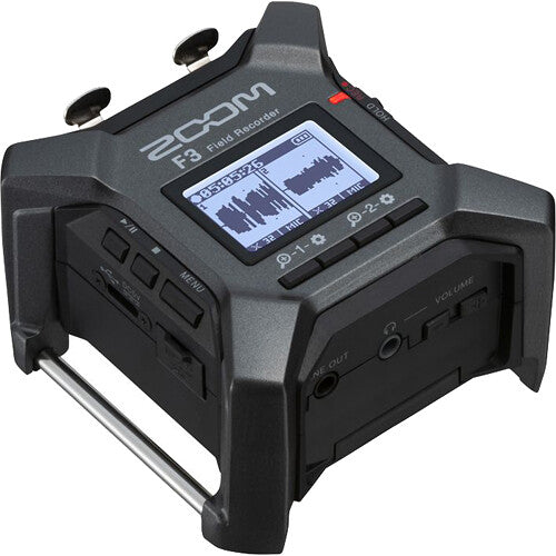 Zoom F3 field recorder, rear panel with ports