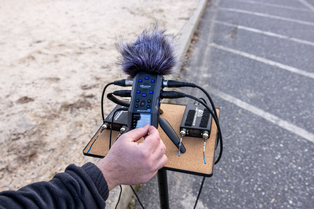 Zoom H6essential digital recorder, in use