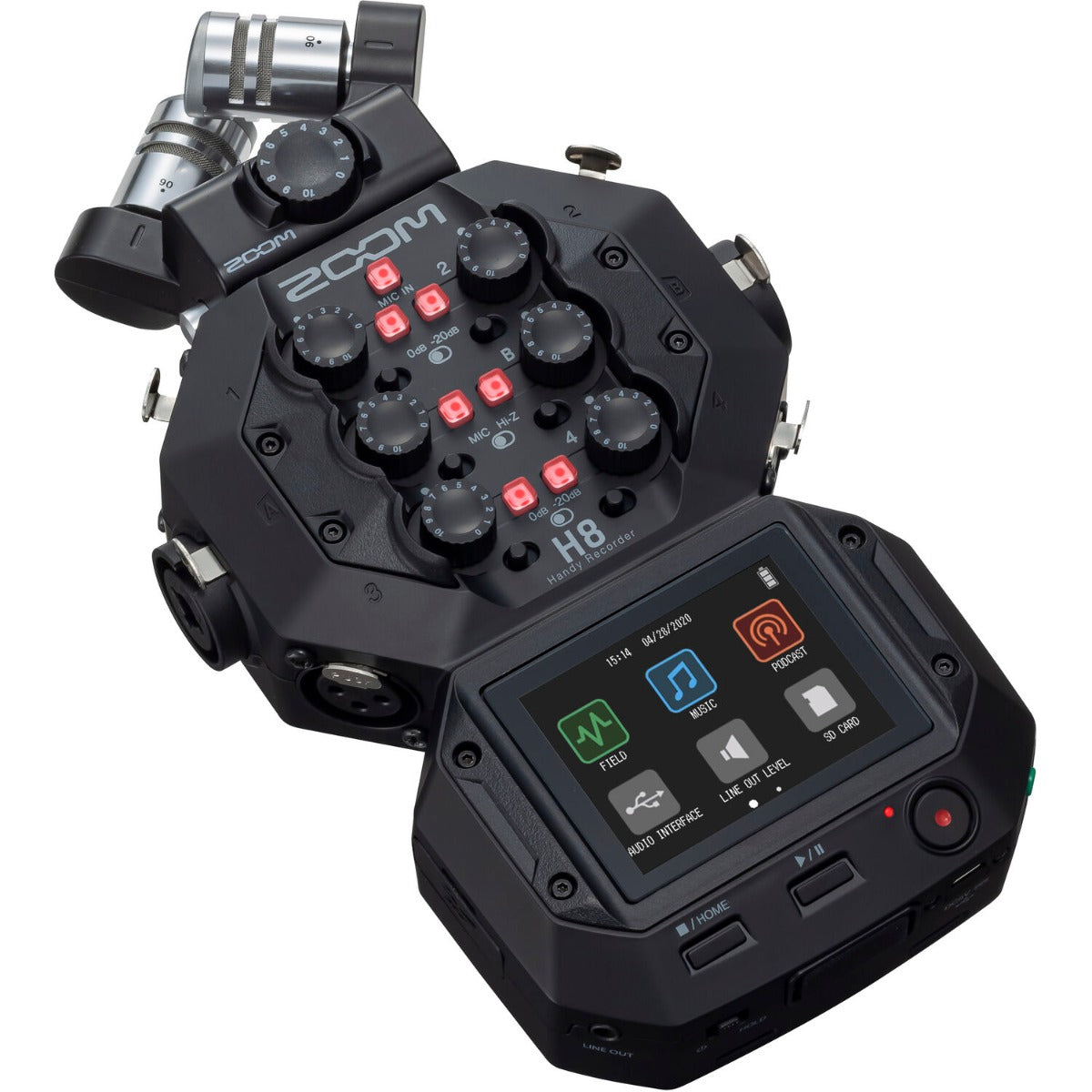 Zoom H8, digital recorders, front view
