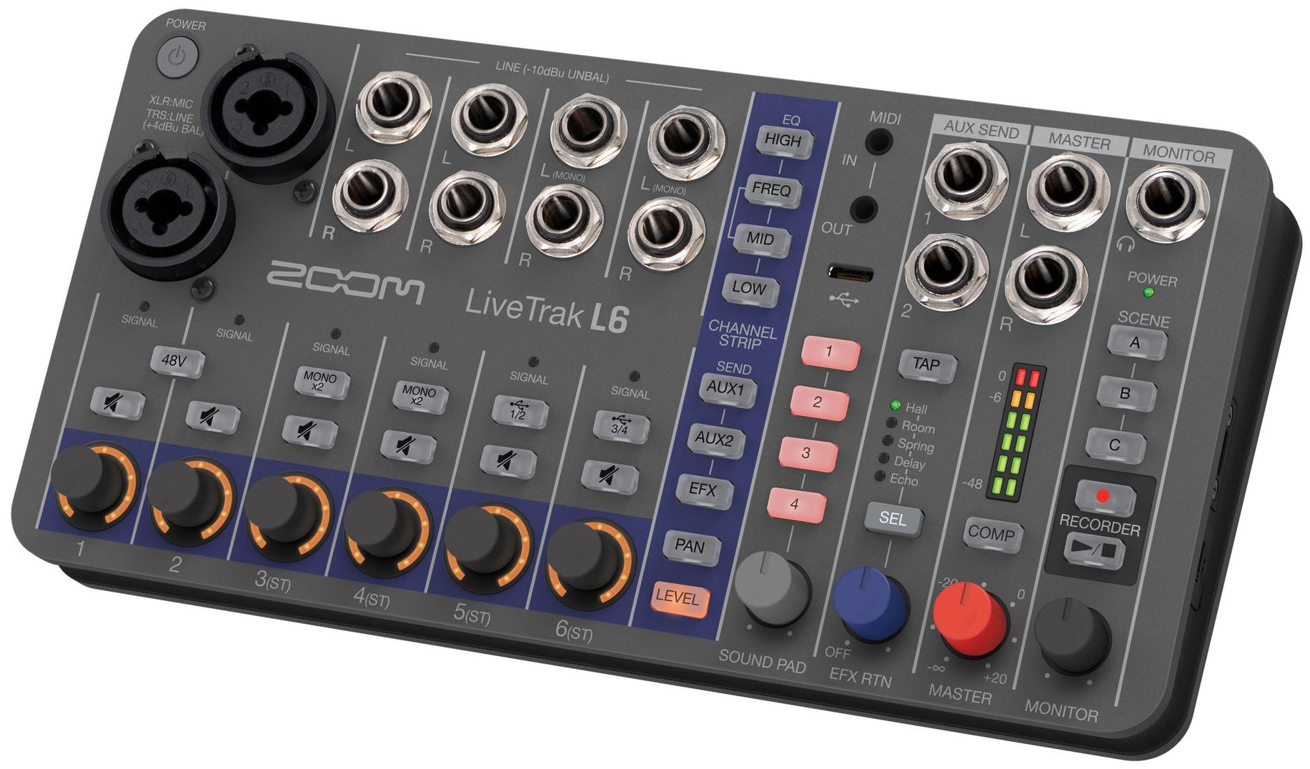 Zoom LiveTrak L-6 digital mixer, view 3
