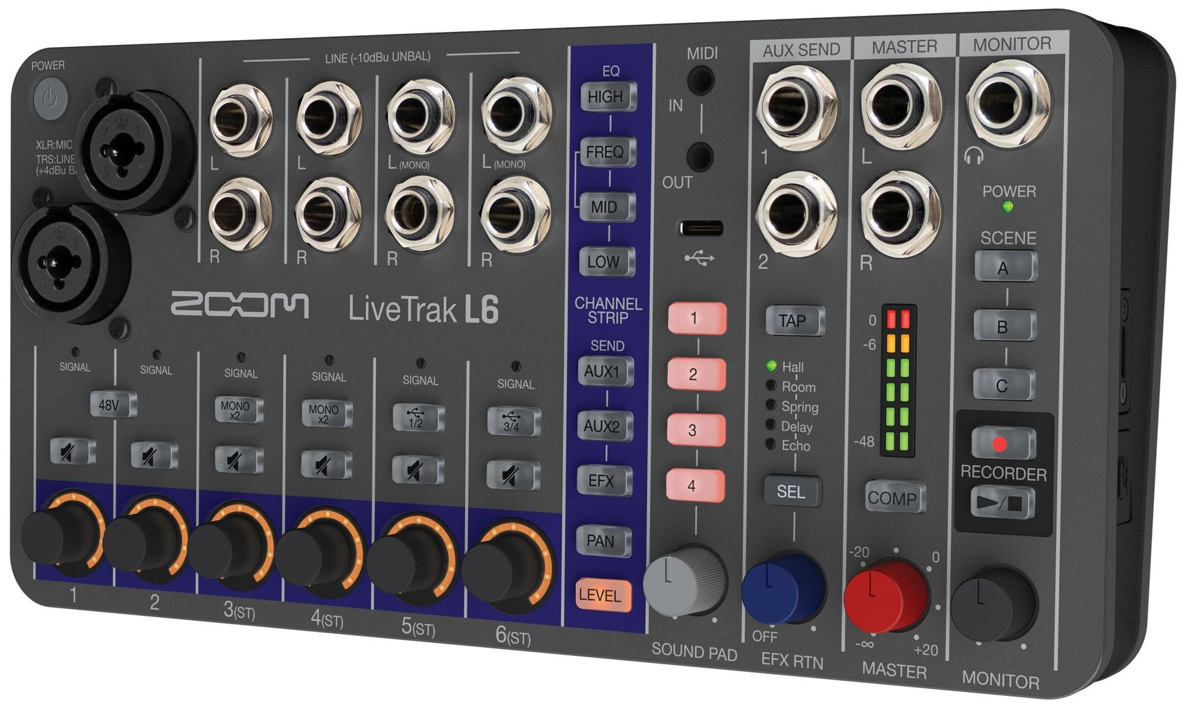 Zoom LiveTrak L-6 digital mixer, view 5