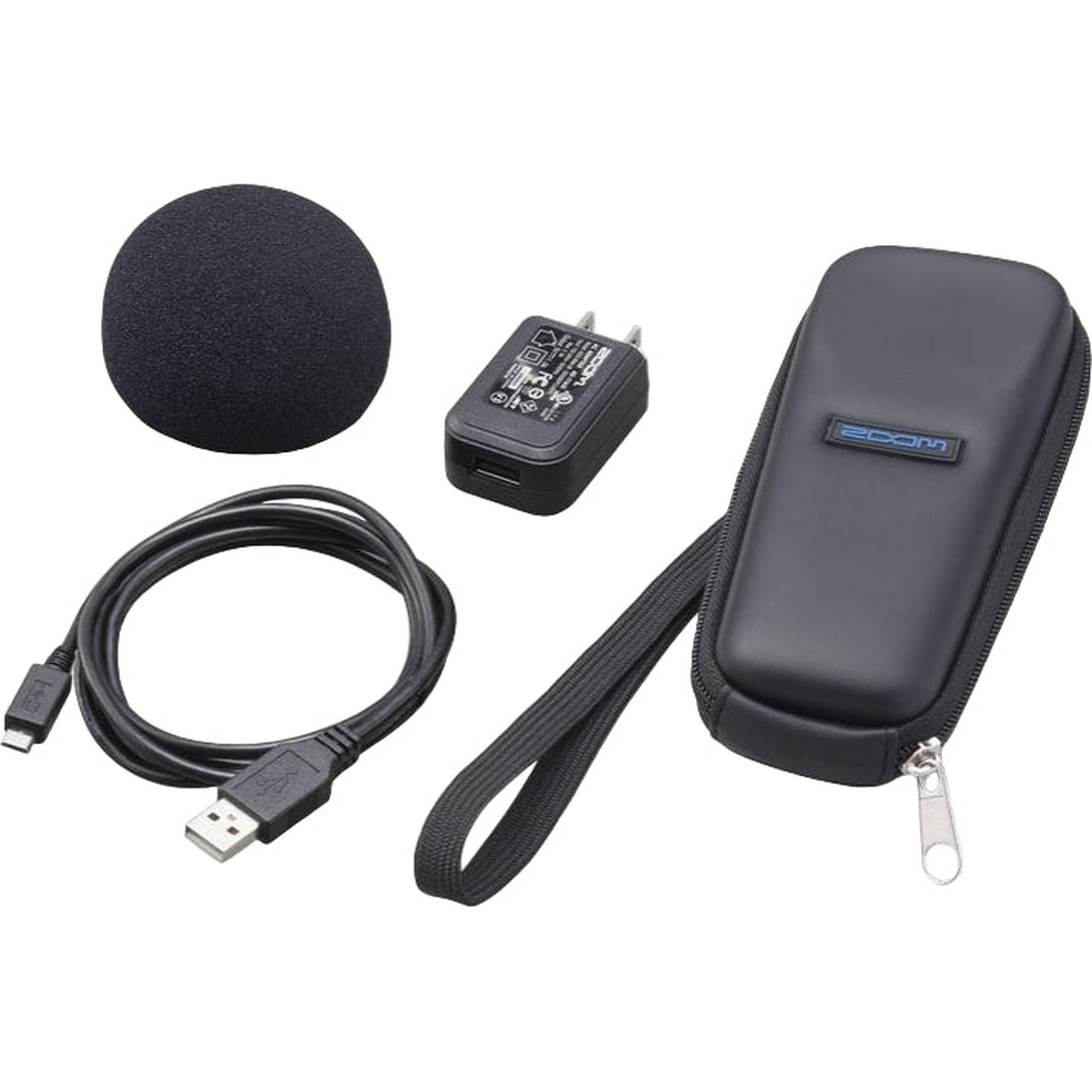 Zoom SPH-1n recorder accessory pack, kit contents laid out