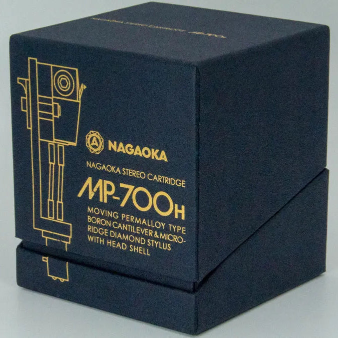Nagaoka MP-700H turntable cartridge with attached headshell for high-fidelity vinyl playback.