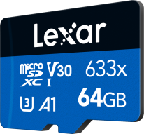 Lexar 633X microSDHC/SDXC (V30) R95/W45 64GB Memory Card (No Adapter)